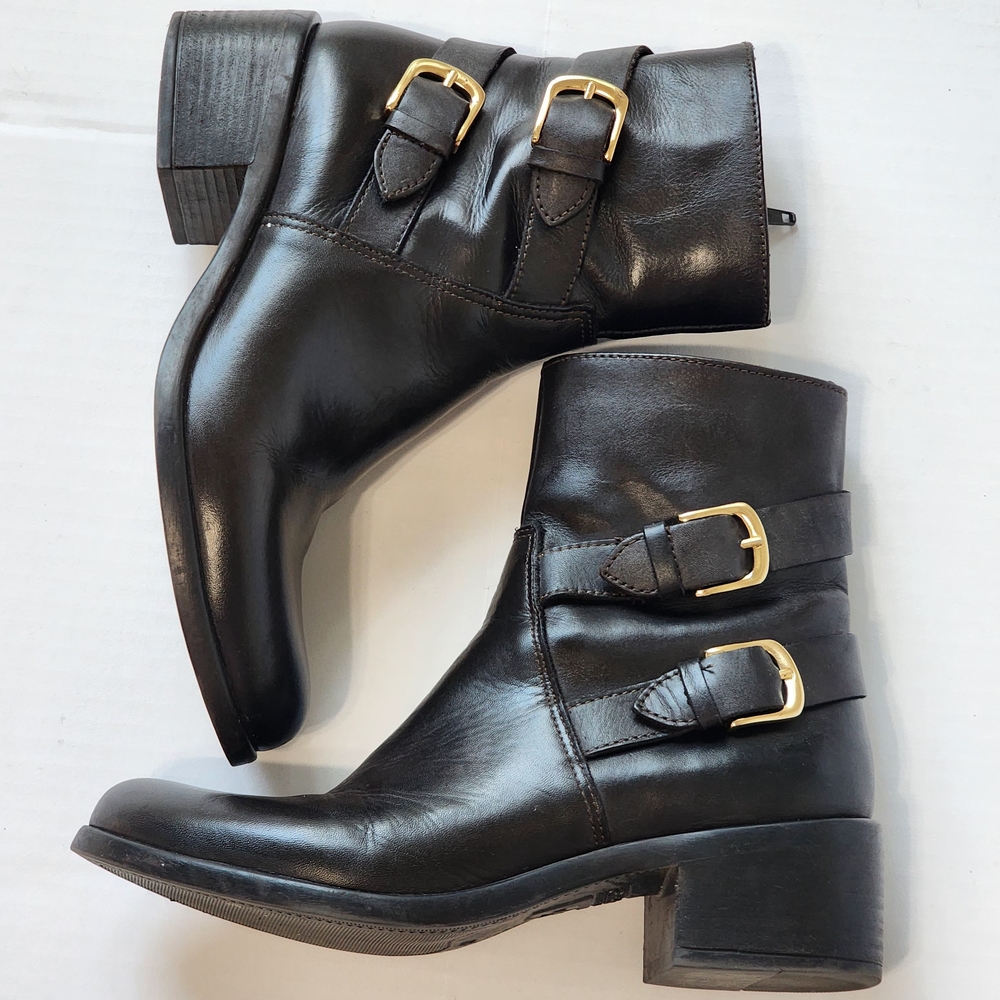 Emanuele Crasto Italy 38/7 Brown Soft Leather Biker Moto Combat Boots Edgy comfy - Picture 5 of 8